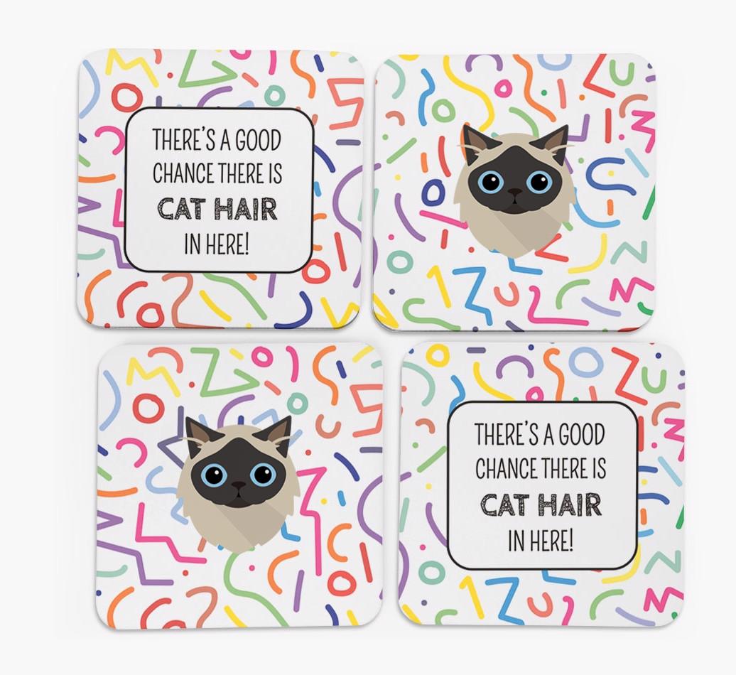 'Chance of Cat Hair' - Personalized {breedFullName} Coasters (Set of 4)
