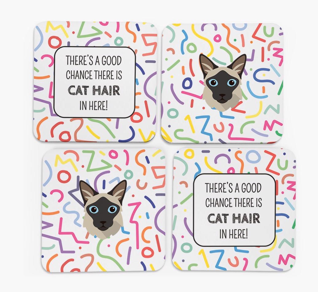 'Chance of Cat Hair' - Personalized {breedFullName} Coasters (Set of 4)