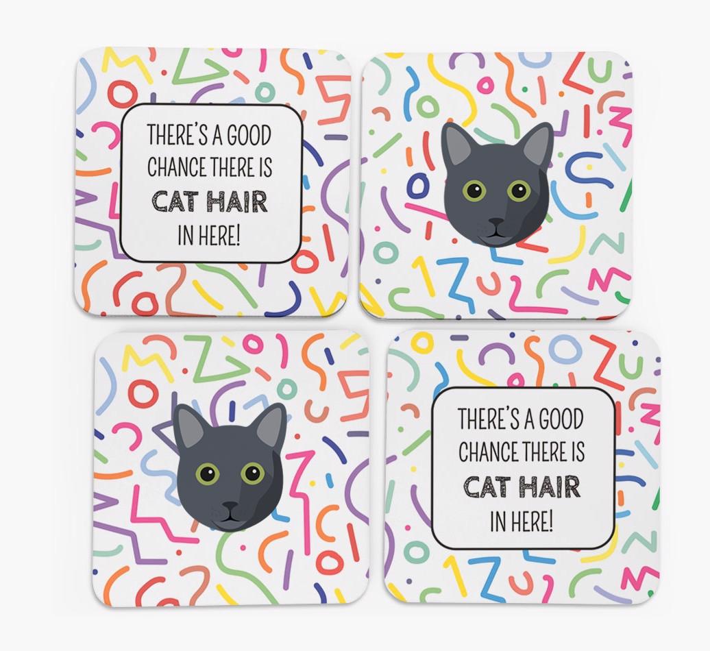 'Chance of Cat Hair' - Personalized {breedFullName} Coasters (Set of 4)