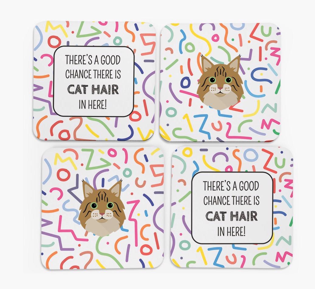 'Chance of Cat Hair' - Personalized {breedFullName} Coasters (Set of 4)