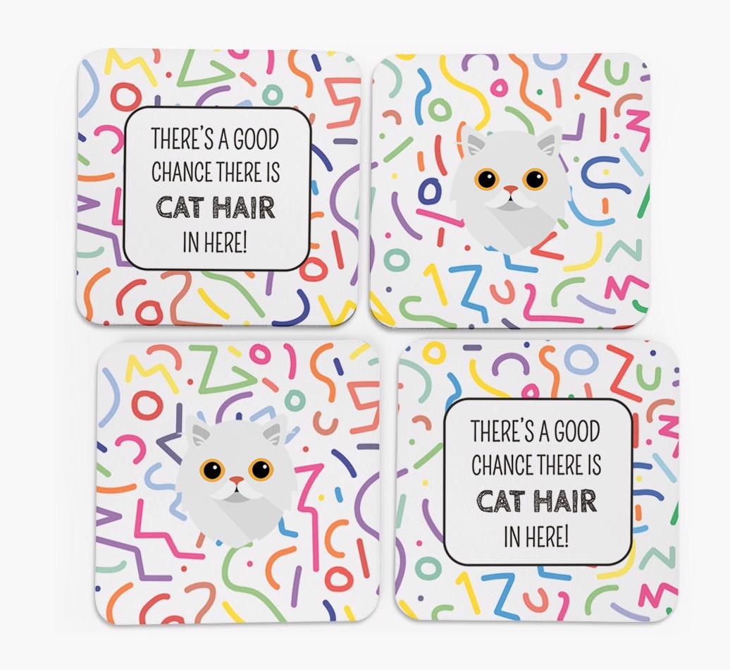 'Chance of Cat Hair' - Personalized {breedFullName} Coasters (Set of 4)