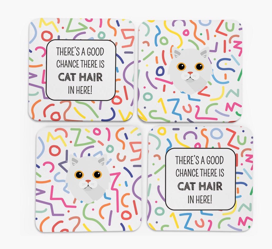 'Chance of Cat Hair' - Personalized {breedFullName} Coasters (Set of 4)