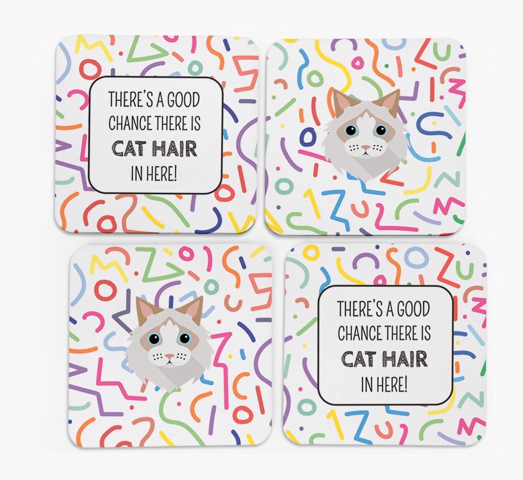 'Chance of Cat Hair' - Personalized {breedFullName} Coasters (Set of 4)