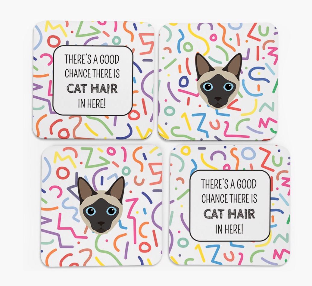 'Chance of Cat Hair' - Personalized {breedFullName} Coasters (Set of 4)