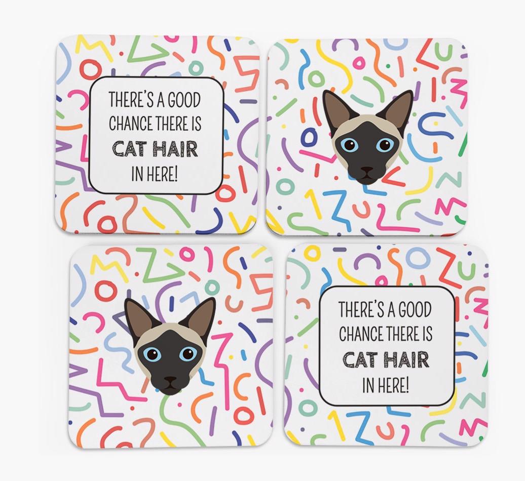 'Chance of Cat Hair' - Personalized {breedFullName} Coasters (Set of 4)