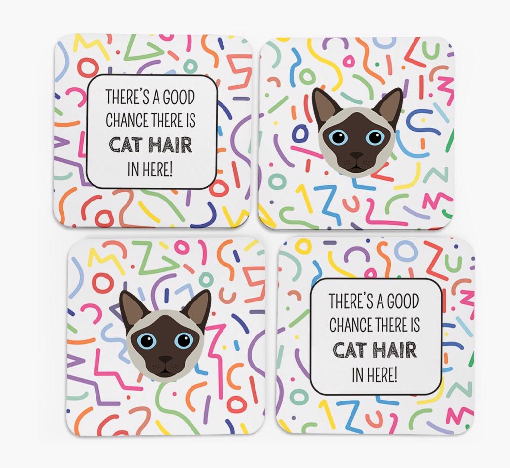 'Chance of Cat Hair' - Personalized {breedFullName} Coasters (Set of 4)