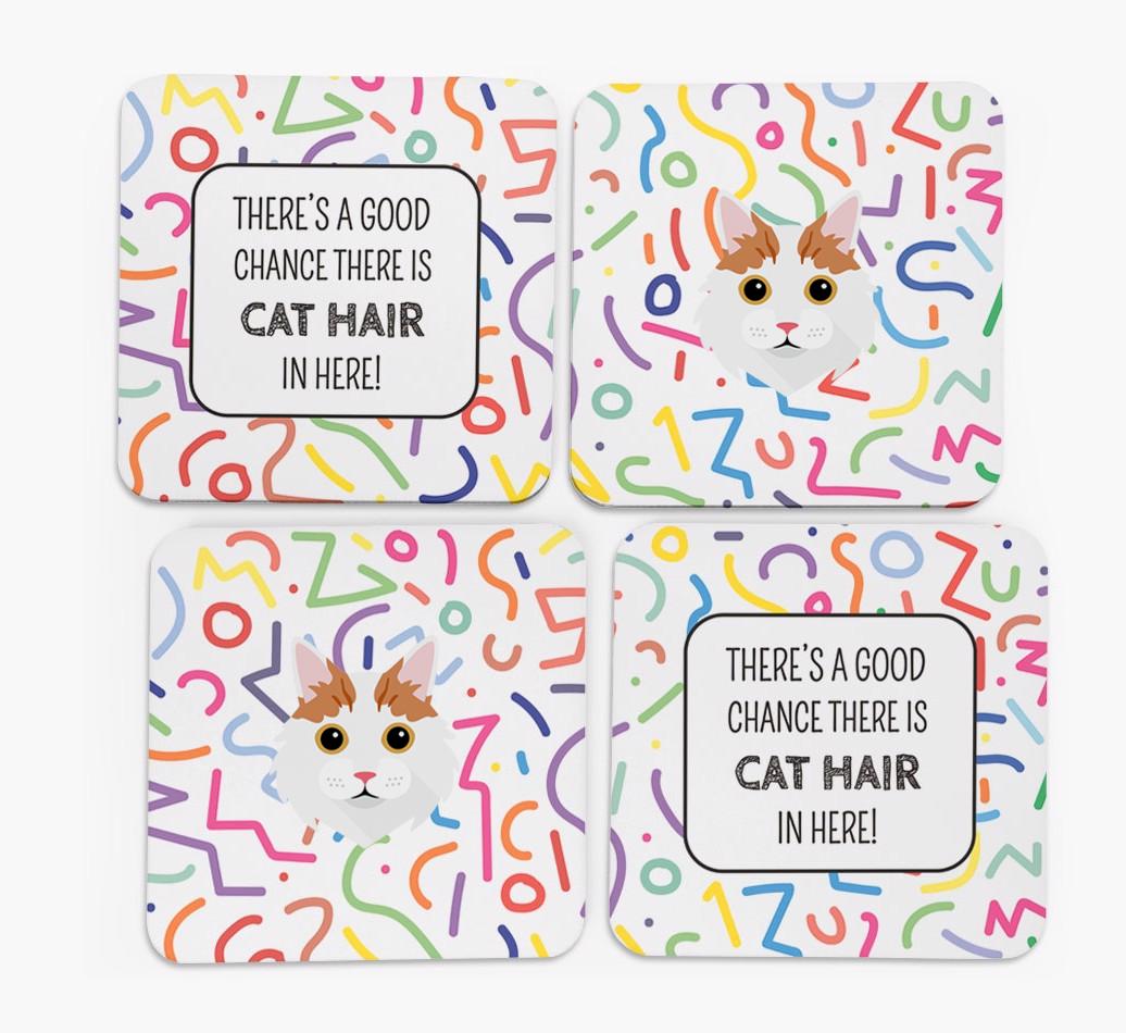 'Chance of Cat Hair' - Personalized {breedFullName} Coasters (Set of 4)