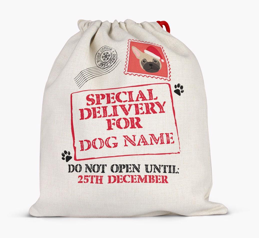 Special Delivery for {dogsName}: Personalized {breedFullName} Santa Sack