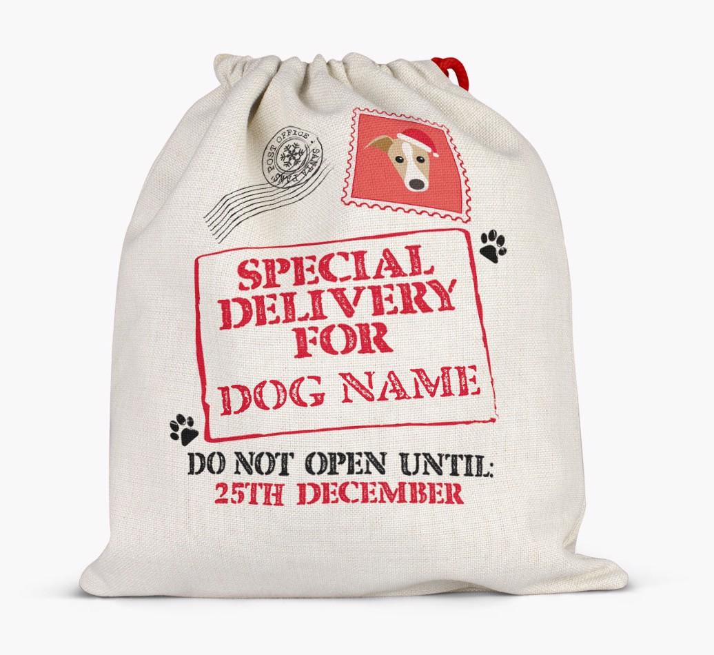 Special Delivery for {dogsName}: Personalized {breedFullName} Santa Sack