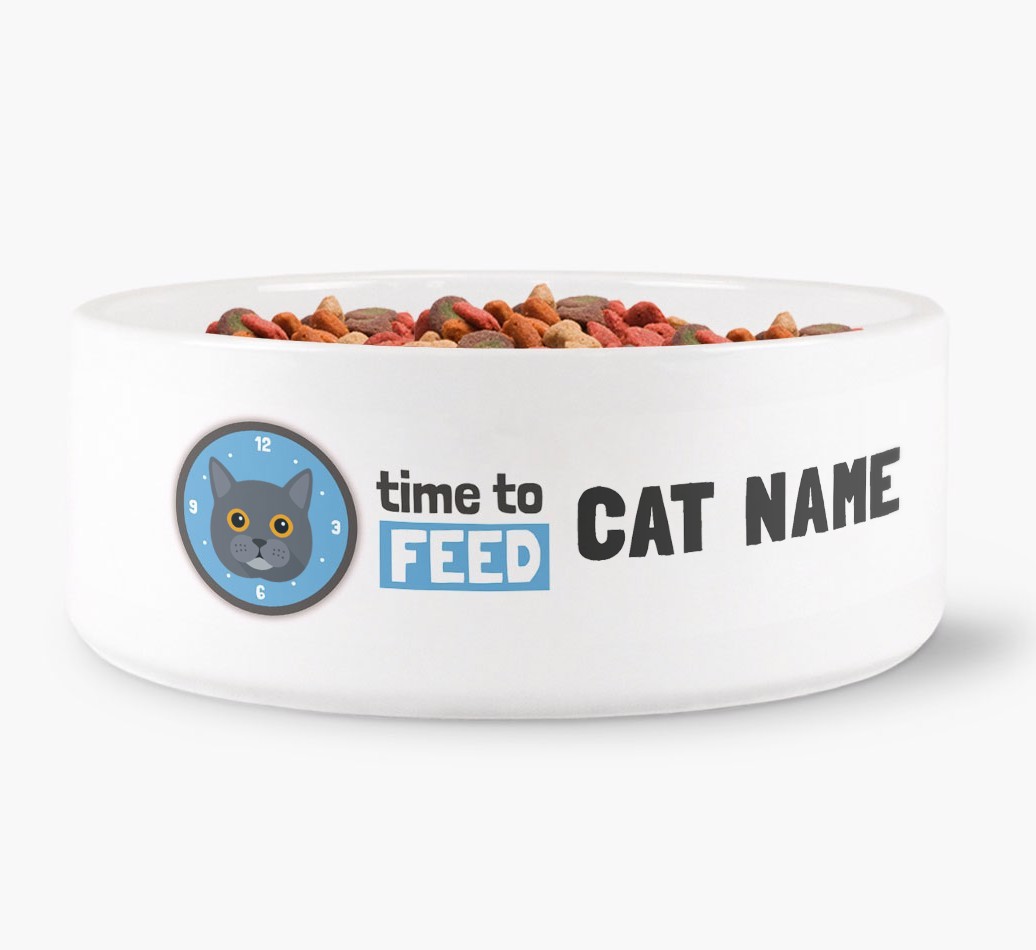 'Time to Feed {dogsName}' - Personalised Cat Bowl for your {breedFullName}