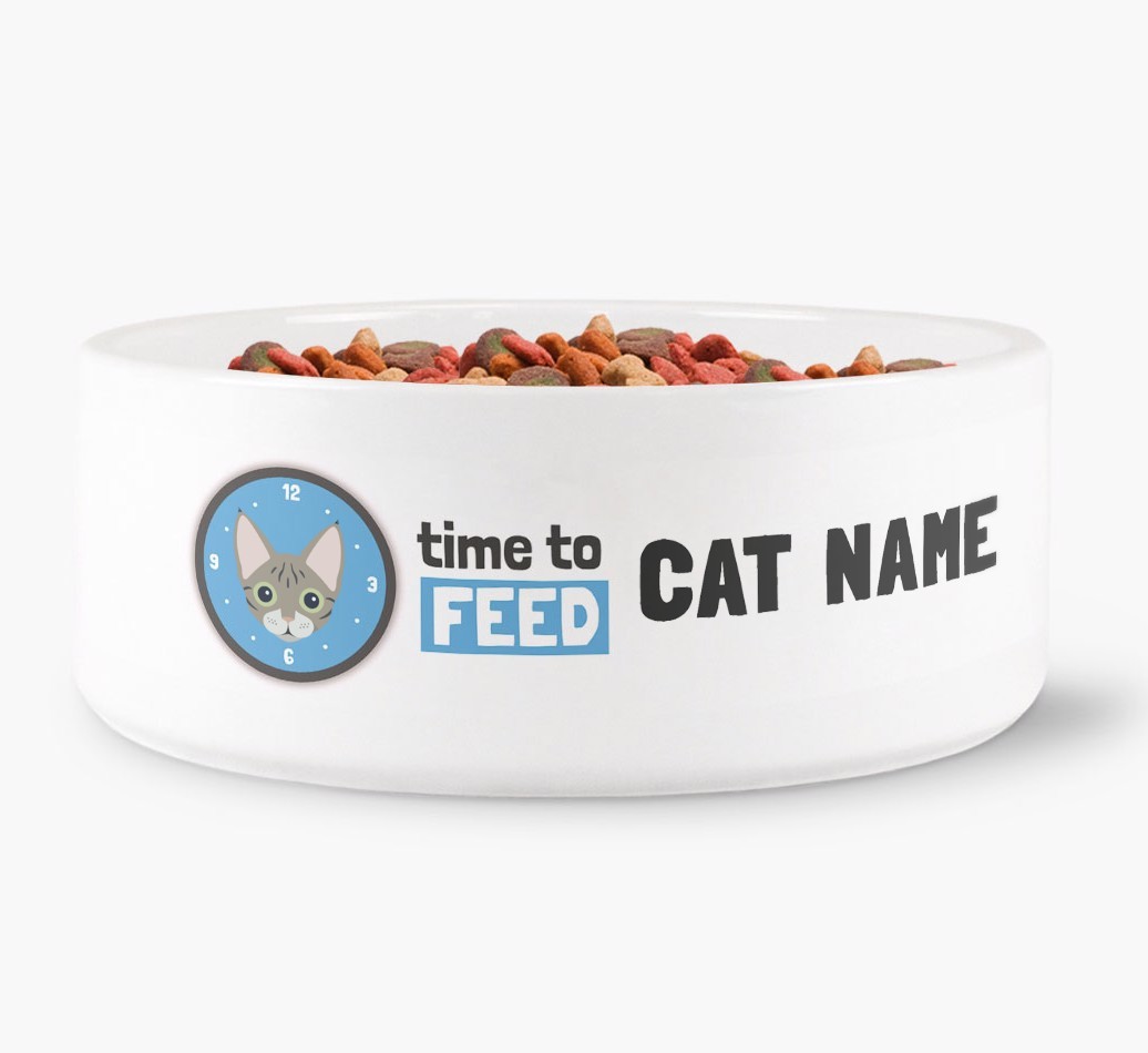 'Time to Feed {dogsName}' - Personalised Cat Bowl for your {breedFullName}