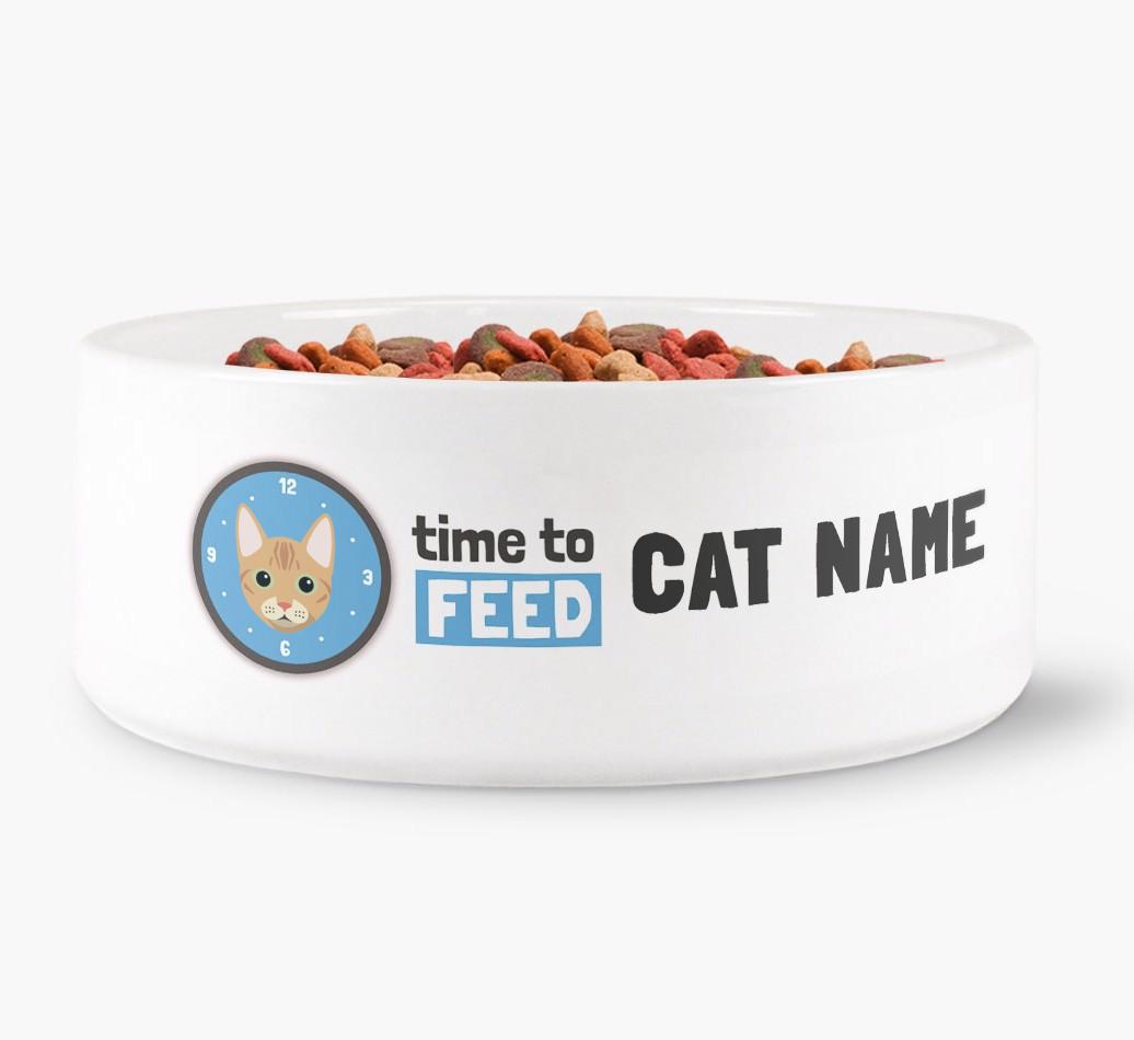'Time to Feed' - Personalized Cat Bowl for your {breedFullName}