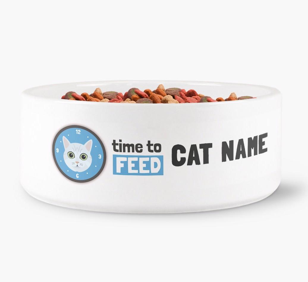 'Time to Feed' - Personalized Cat Bowl for your {breedFullName}