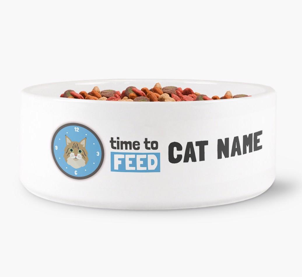 'Time to Feed' - Personalized Cat Bowl for your {breedFullName}
