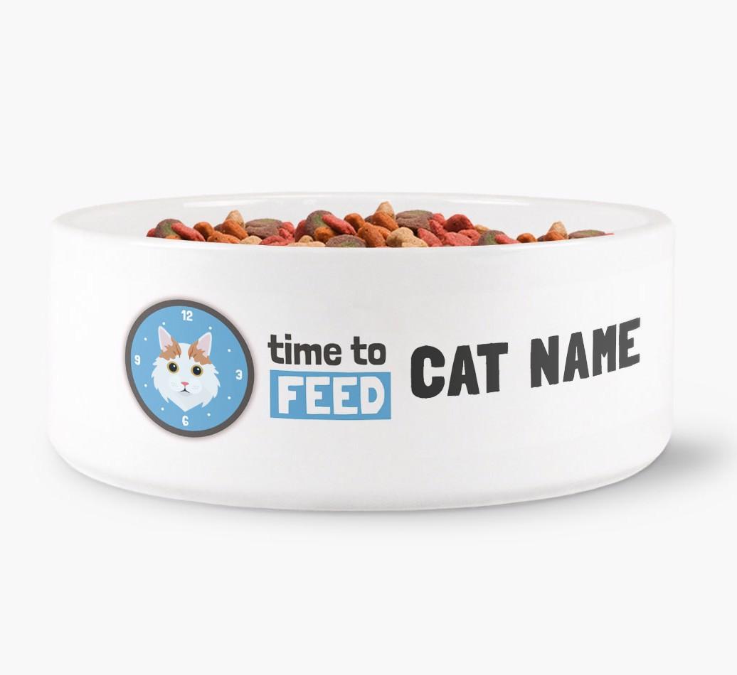 'Time to Feed' - Personalized Cat Bowl for your {breedFullName}