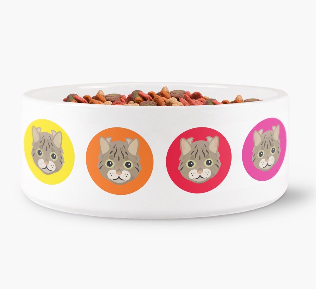 'Colourful {breedFullName} Icons' - Personalised Cat Bowl