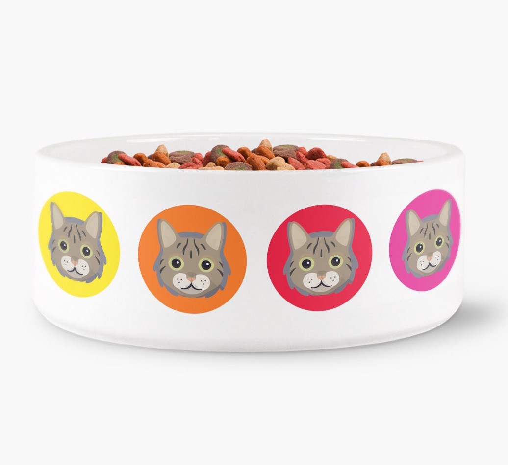 'Colourful {breedFullName} Icons' - Personalised Cat Bowl