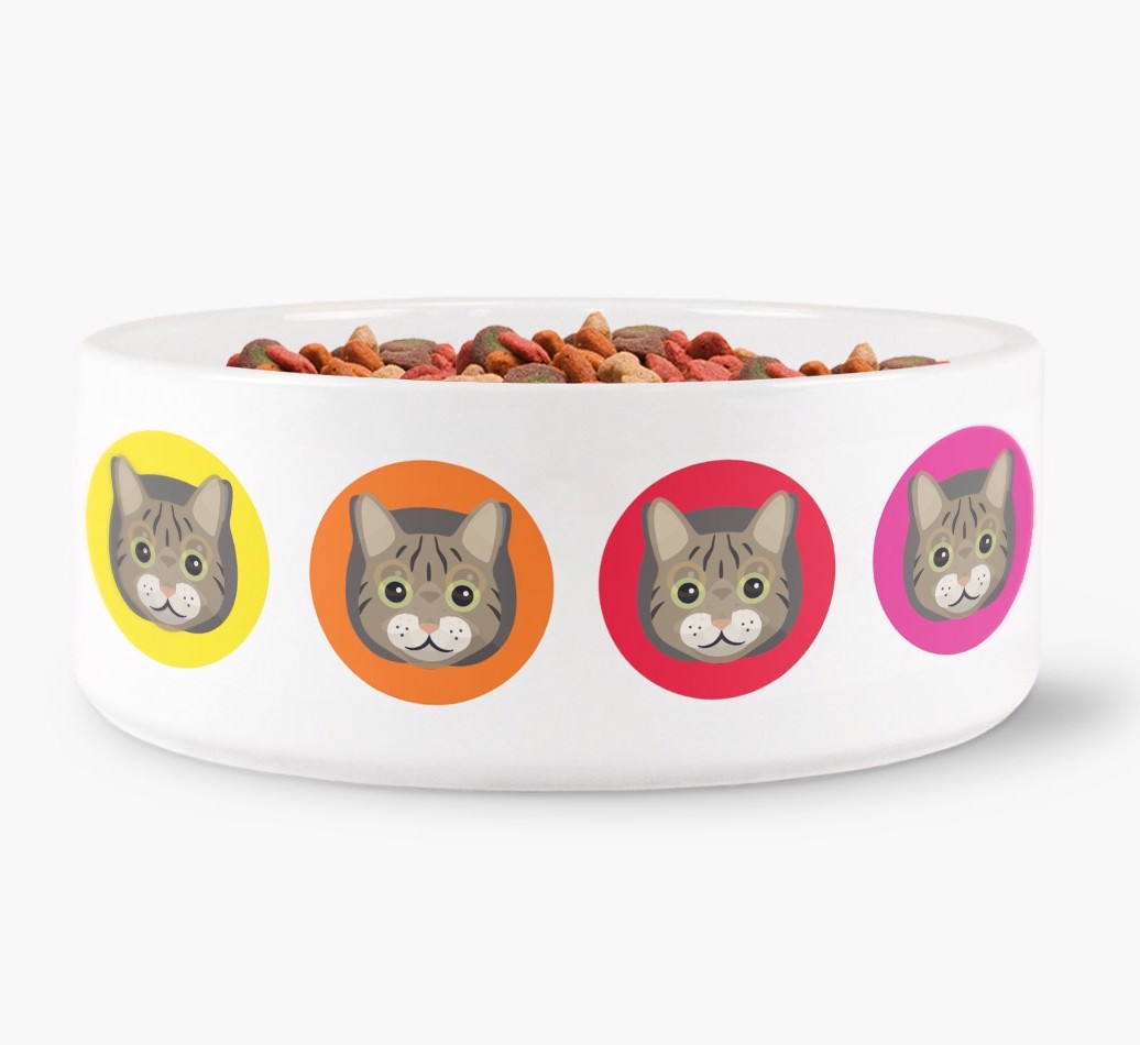 'Colourful {breedFullName} Icons' - Personalised Cat Bowl