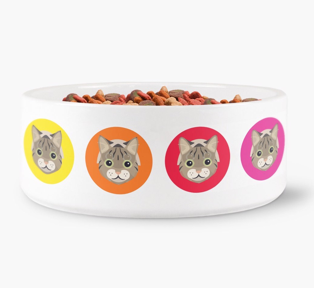 'Colourful {breedFullName} Icons' - Personalised Cat Bowl