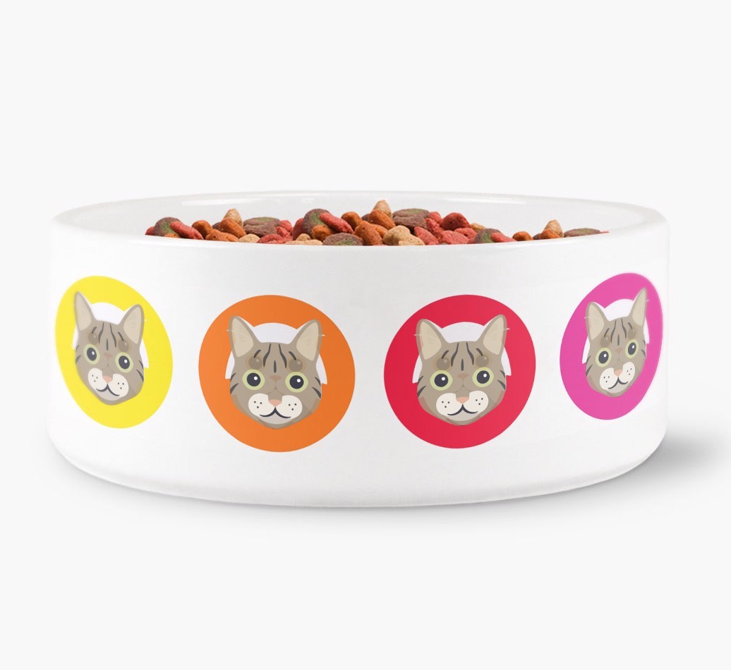 'Colourful {breedFullName} Icons' - Personalised Cat Bowl