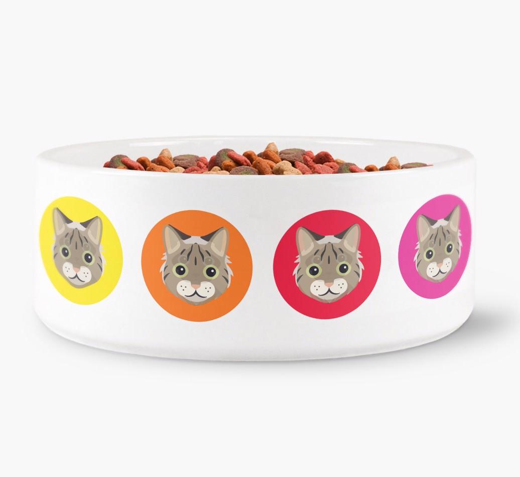 'Colourful {breedFullName} Icons' - Personalized Cat Bowl