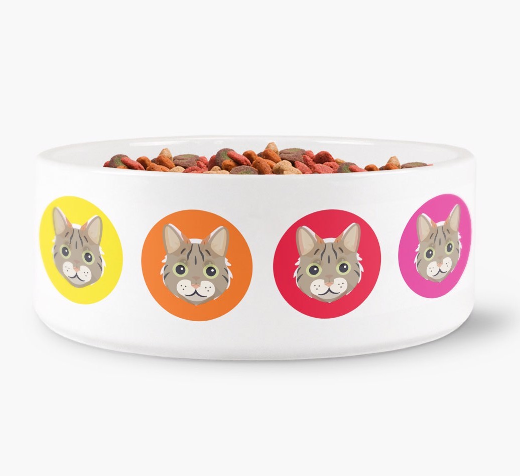 'Colourful {breedFullName} Icons' - Personalised Cat Bowl