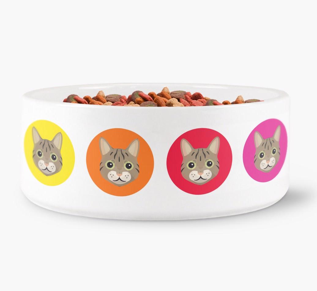 'Colourful {breedFullName} Icons' - Personalised Cat Bowl