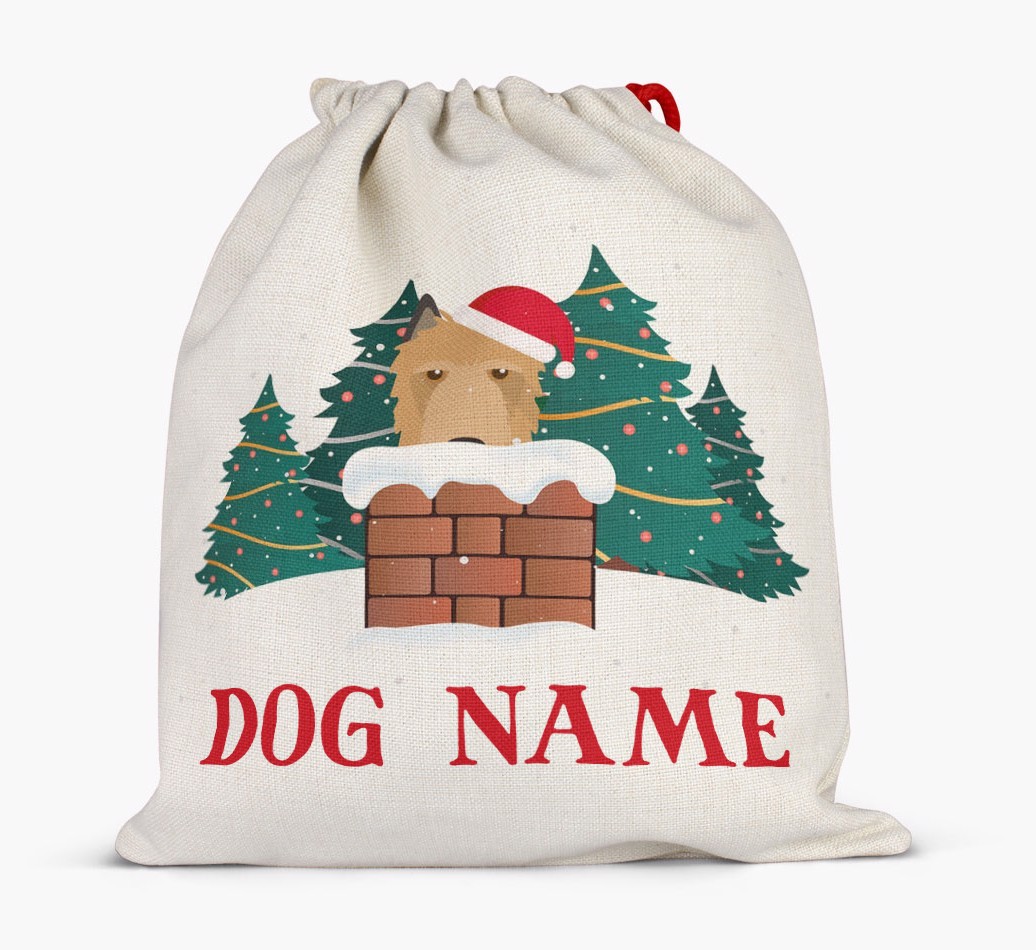 Peeking Dog with Santa Hat: Personalized {breedFullName} Santa Sack