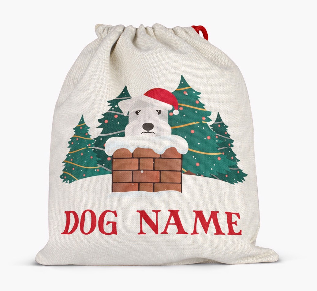Peeking Dog with Santa Hat: Personalized {breedFullName} Santa Sack