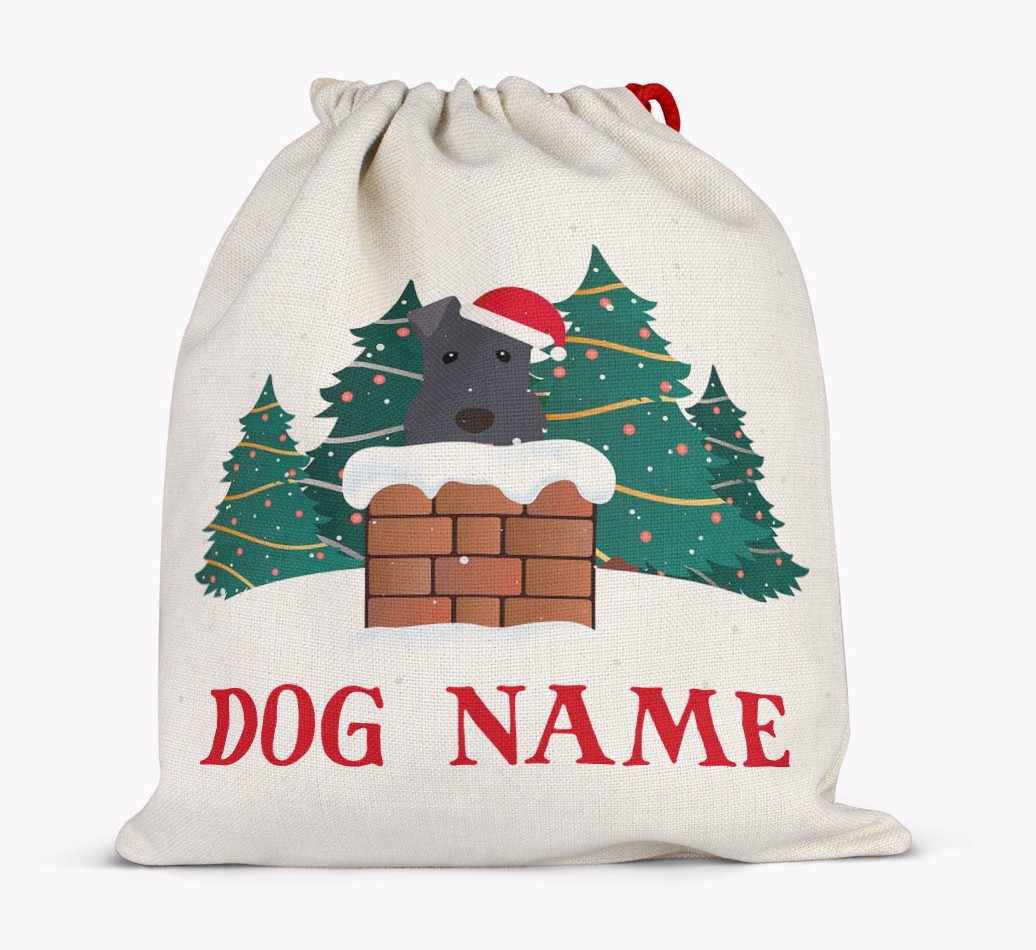 Peeking Dog with Santa Hat: Personalized {breedFullName} Santa Sack