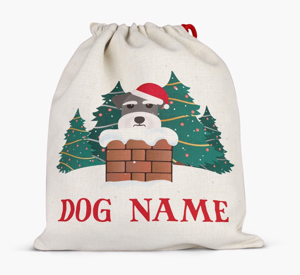 Peeking Dog with Santa Hat: Personalised {breedFullName} Santa Sack