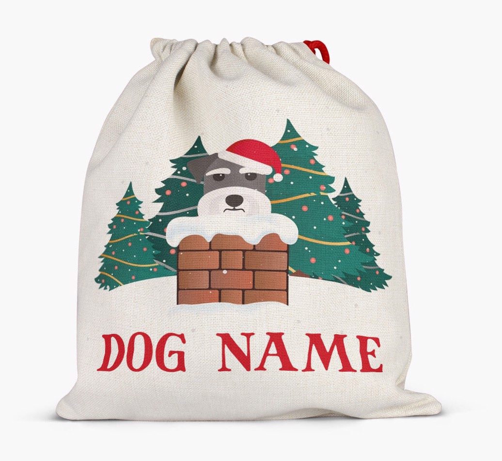Peeking Dog with Santa Hat: Personalized {breedFullName} Santa Sack