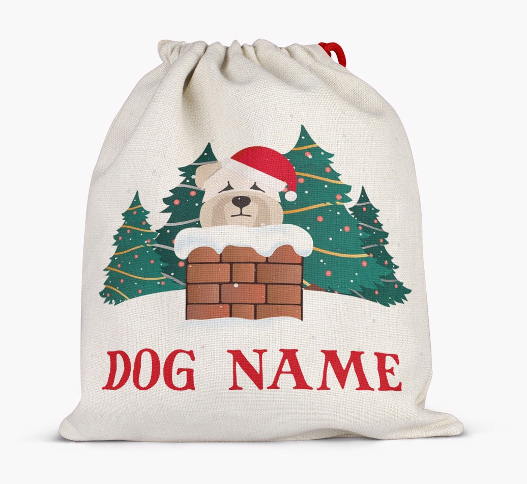 Peeking Dog with Santa Hat: Personalized {breedFullName} Santa Sack