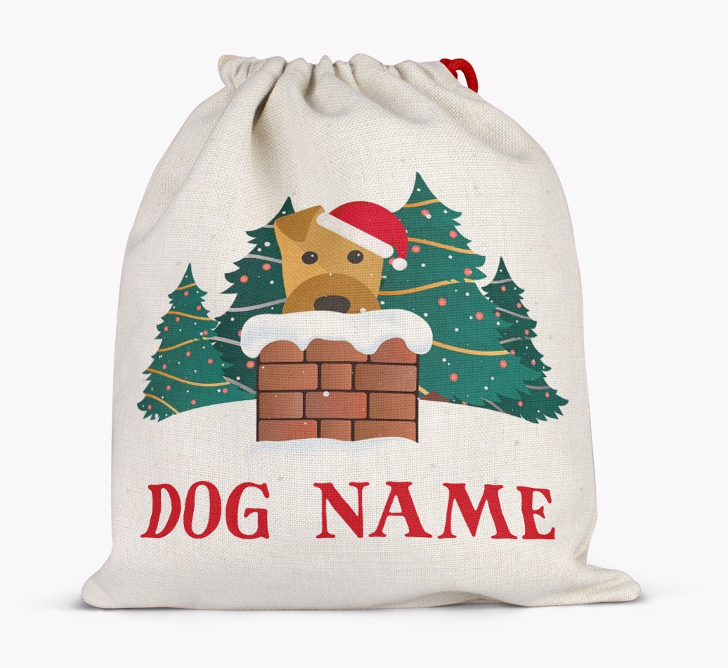 Peeking Dog with Santa Hat: Personalized {breedFullName} Santa Sack