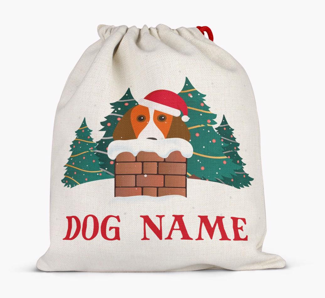 Peeking Dog with Santa Hat: Personalized {breedFullName} Santa Sack