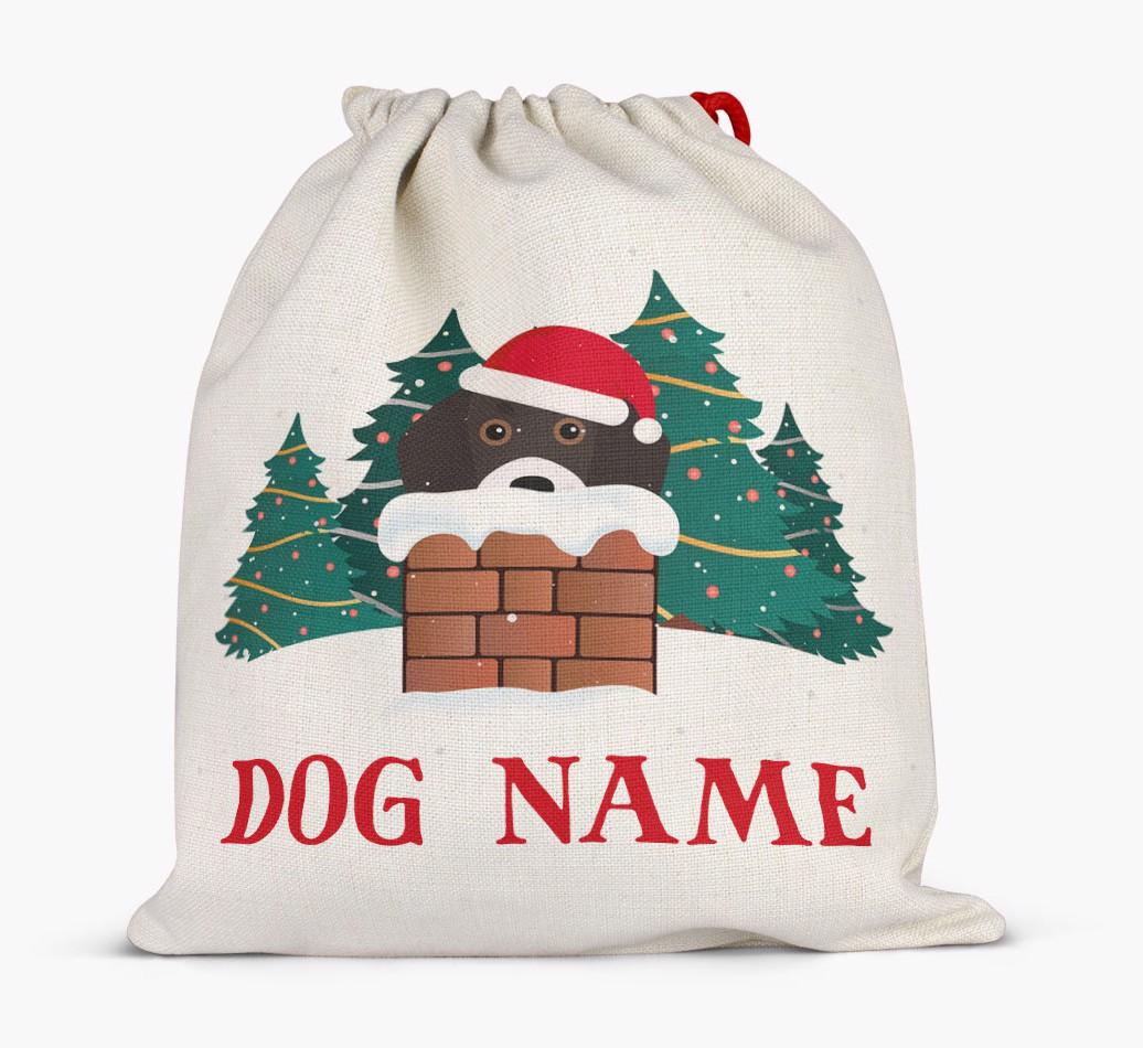 Peeking Dog with Santa Hat: Personalized {breedFullName} Santa Sack