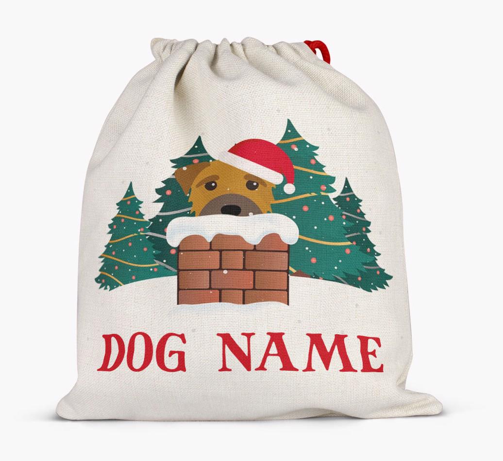 Peeking Dog with Santa Hat: Personalized {breedFullName} Santa Sack