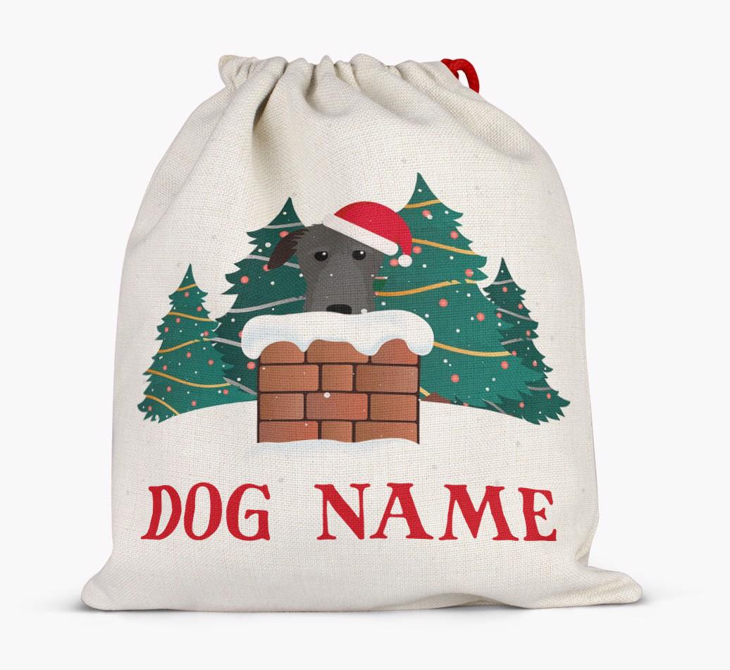 Peeking Dog with Santa Hat: Personalized {breedFullName} Santa Sack