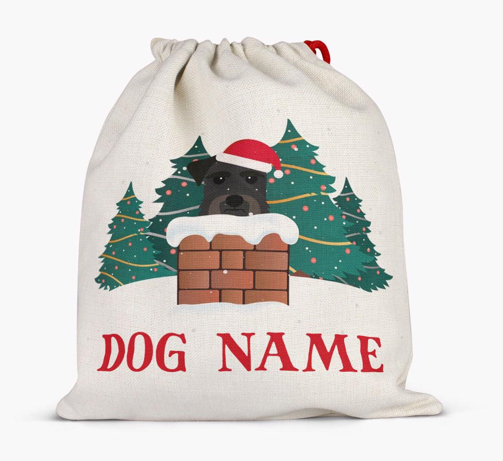Peeking Dog with Santa Hat: Personalized {breedFullName} Santa Sack