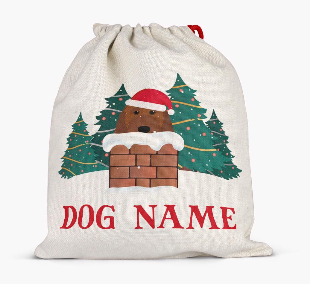 Peeking Dog with Santa Hat: Personalized {breedFullName} Santa Sack