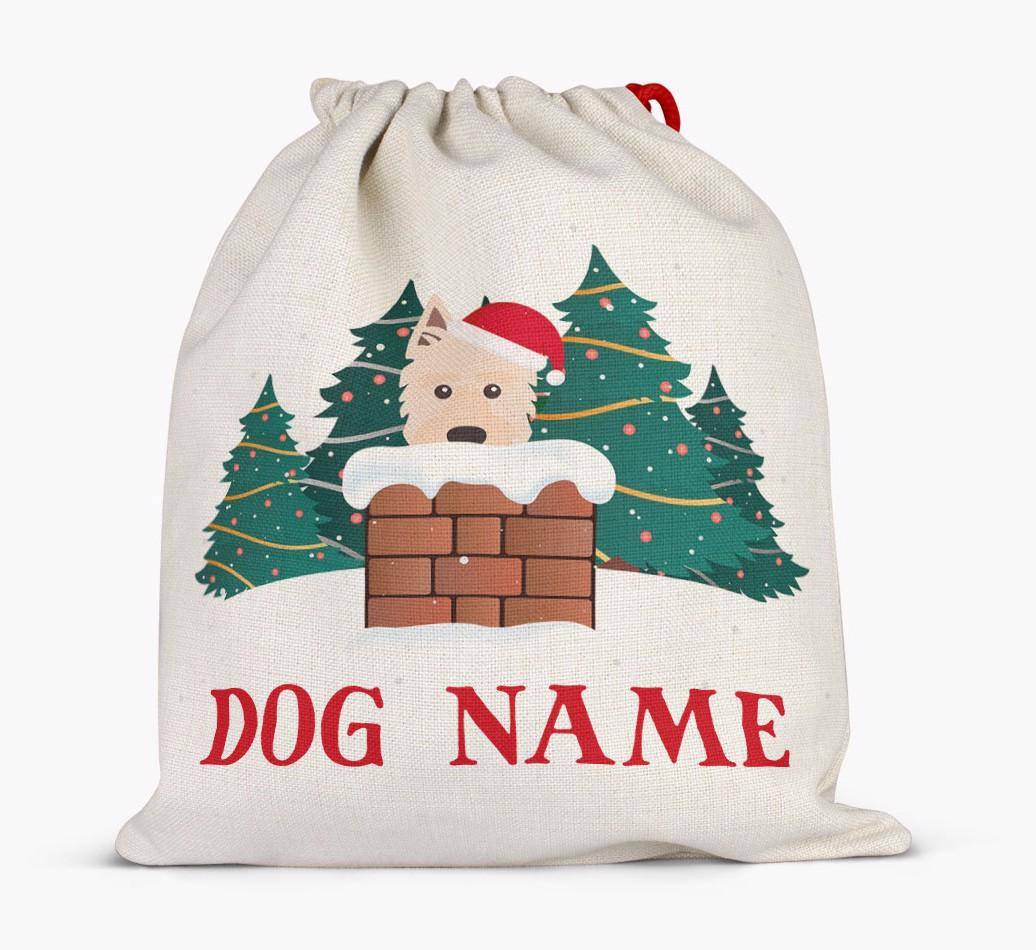 Peeking Dog with Santa Hat: Personalized {breedFullName} Santa Sack
