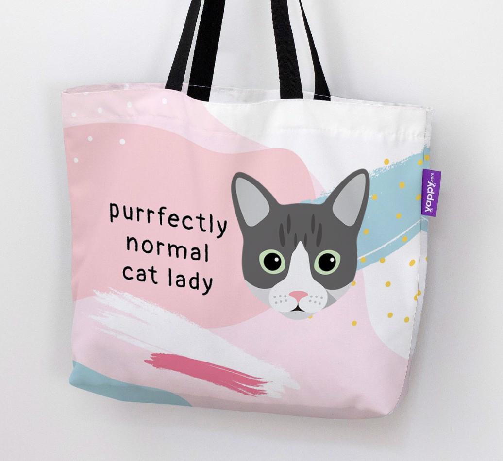 Purrfectly Normal Cat Lady: Personalized {breedCommonName} Canvas Bag