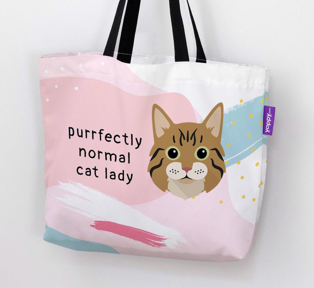 Purrfectly Normal Cat Lady: Personalized {breedCommonName} Canvas Bag