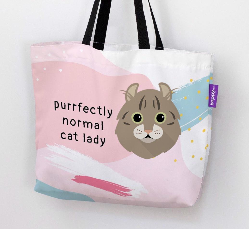 Purrfectly Normal Cat Lady: Personalized {breedCommonName} Canvas Bag