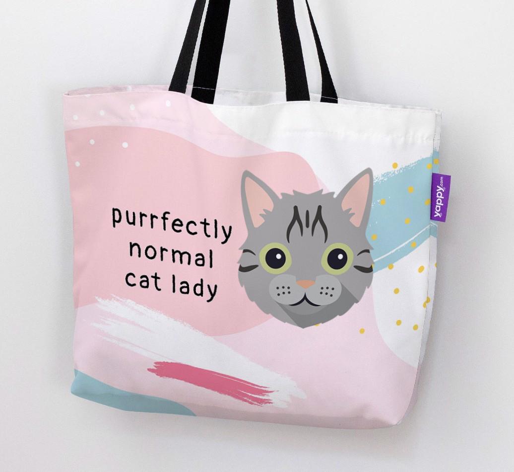 Purrfectly Normal Cat Lady: Personalized {breedCommonName} Canvas Bag