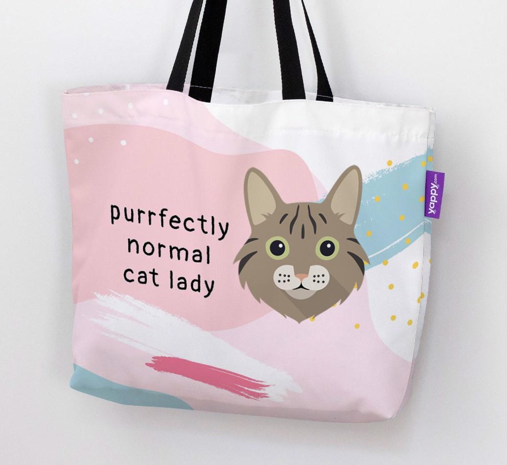 Purrfectly Normal Cat Lady: Personalized {breedCommonName} Canvas Bag