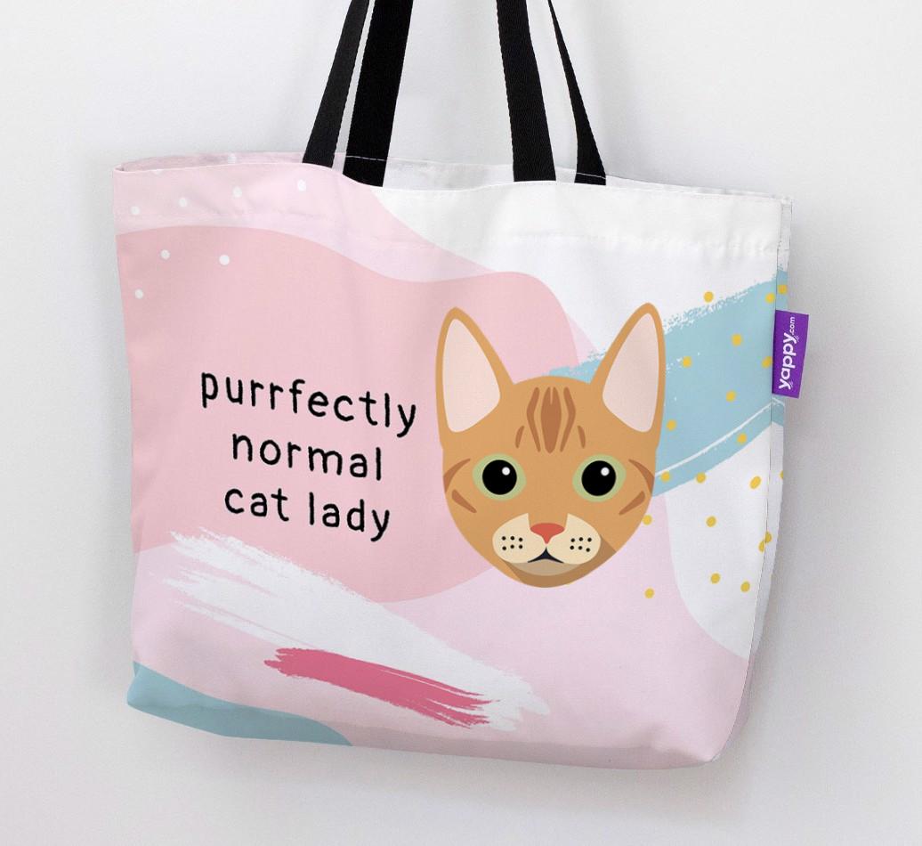 Purrfectly Normal Cat Lady: Personalized {breedCommonName} Canvas Bag