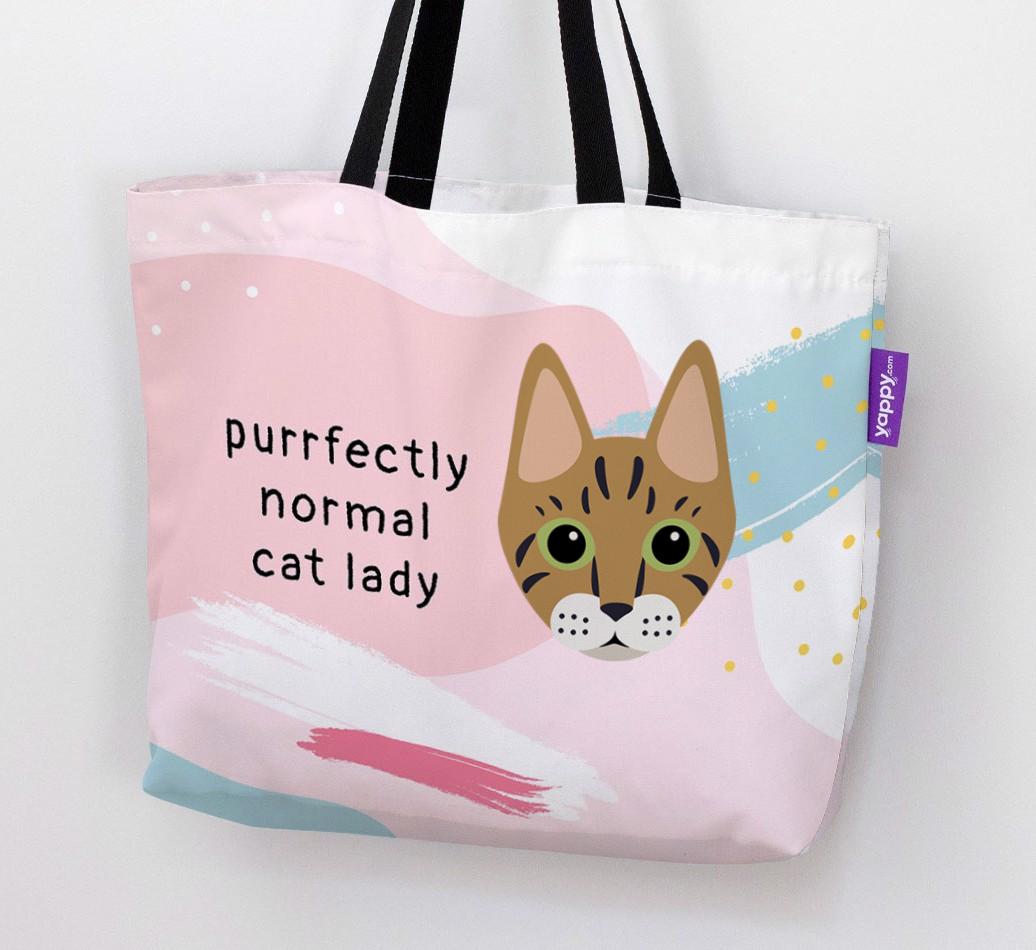 Purrfectly Normal Cat Lady: Personalized {breedCommonName} Canvas Bag