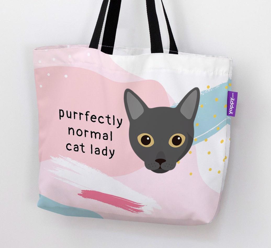 Purrfectly Normal Cat Lady: Personalized {breedCommonName} Canvas Bag