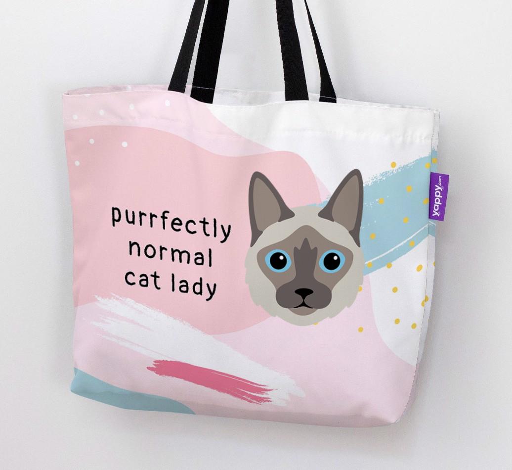 Purrfectly Normal Cat Lady: Personalized {breedCommonName} Canvas Bag